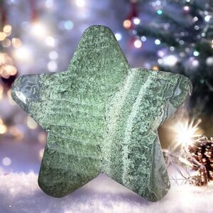 Moss Agate Crystal‎ Star Carving (3)